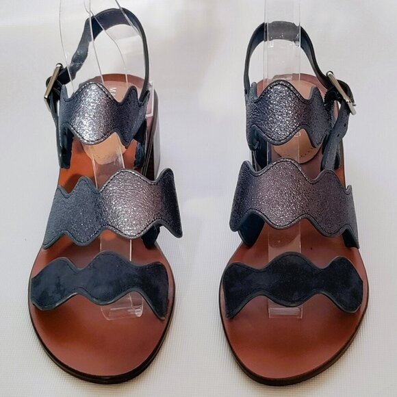 Marc Fisher Sandals Size 9 Leather Nubuck Metallic - Picture 4 of 4